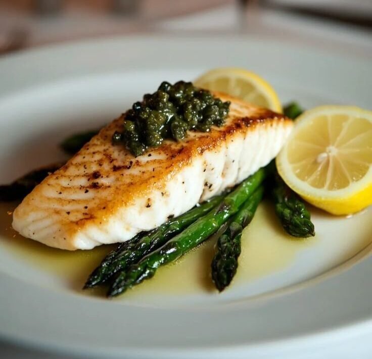 Grilled Salmon with Asparagus at Sikomoro Restaurant Lahore