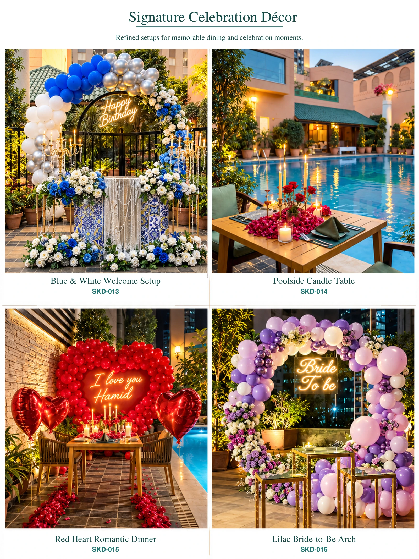 Signature celebration décor at Sikomoro Restaurant in Lahore featuring elegant birthday, bridal, anniversary and romantic event setups